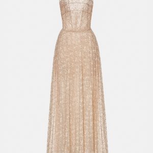 Pastel Crystal Beaded Maxi Dress